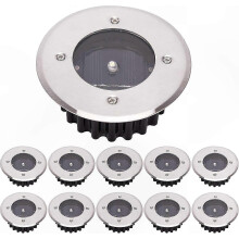 10-Pack Solar LED Pathway Lights, IP65 Waterproof, Cool White Round Garden Ground Lighting System