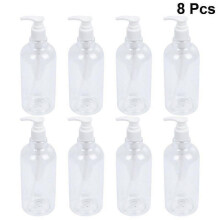 Luxora 8pcs 500ml Refillable Pump Bottles Transparent Shampoo Dispenser Lotion Liquid Bottles For Bathroom Kitchen
