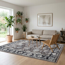(240x320cm (8ftx10.7ft)-Harmony) Washable with Rubber Backing Traditional Rug, Extra Large Area Rug with Floral Design & Non Slip Backing