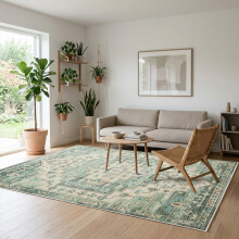 (240x320cm (8ftx10.7ft)-Ember) Washable with Rubber Backing Traditional Rug, Extra Large Area Rug with Floral Design & Non Slip Backing
