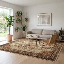 (240x320cm (8ftx10.7ft)-Timeless) Washable with Rubber Backing Traditional Rug, Extra Large Area Rug with Floral Design & Non Slip Backing