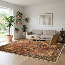 (240x320cm (8ftx10.7ft)-Majestic) Washable with Rubber Backing Traditional Rug, Extra Large Area Rug with Floral Design & Non Slip Backing