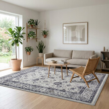 (240x320cm (8ftx10.7ft)-Serene) Washable with Rubber Backing Traditional Rug, Extra Large Area Rug with Floral Design & Non Slip Backing
