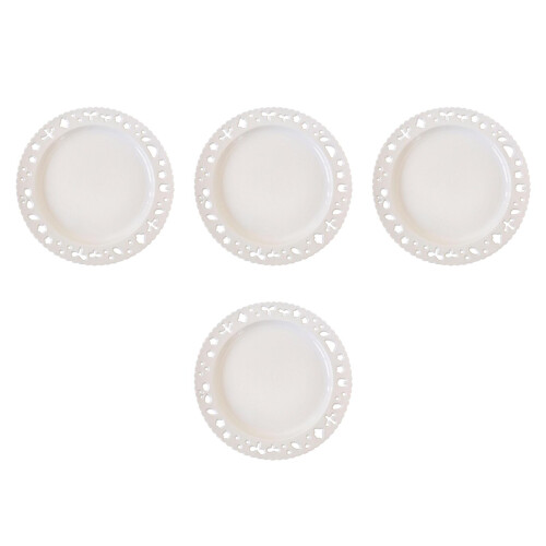 4Pcs Microwave Safe Ceramic Dessert Plates White Small Plates for Home