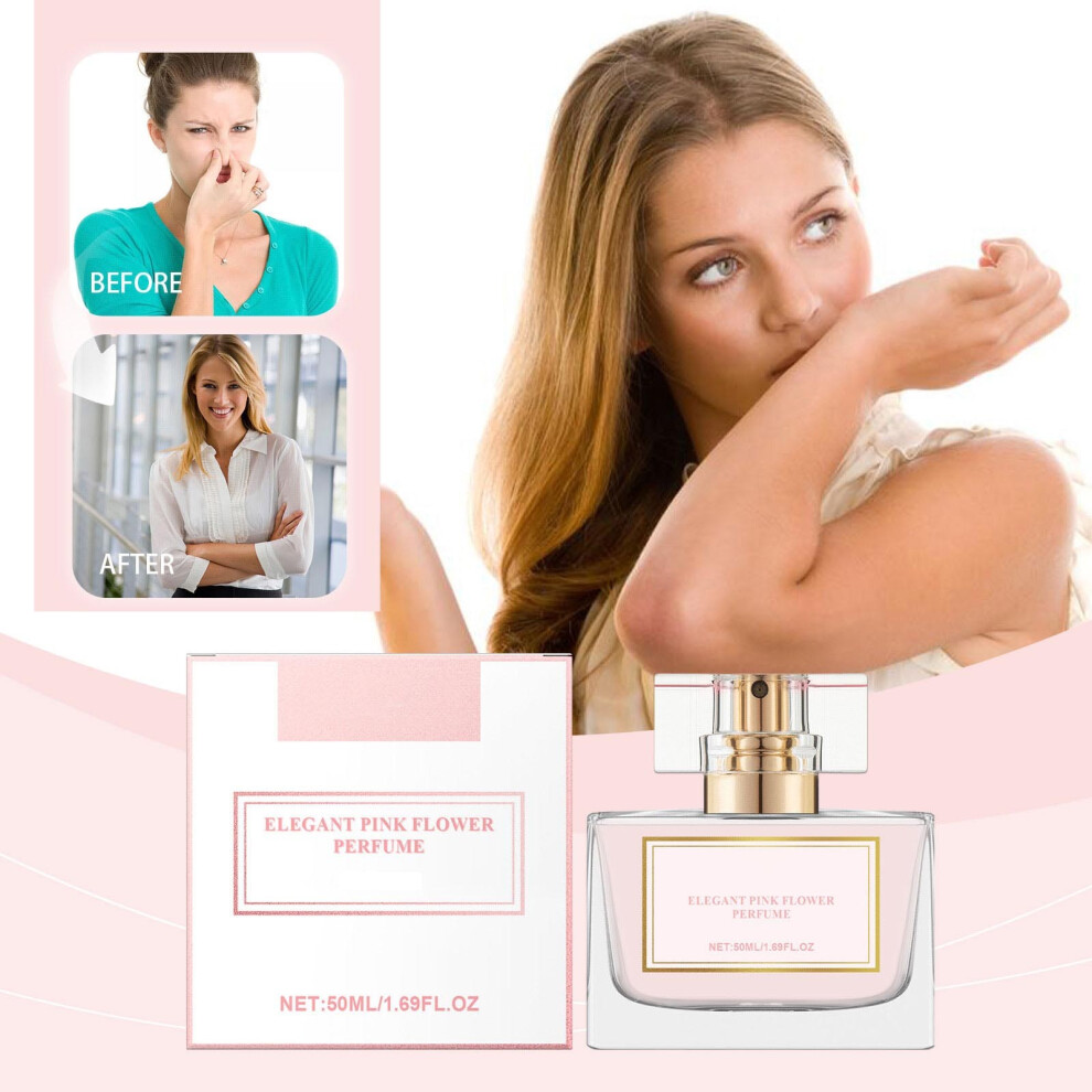 (White) Elegant Flower Fresh Perfume Spray - 50ml. Long-Lasting Perfume Light.