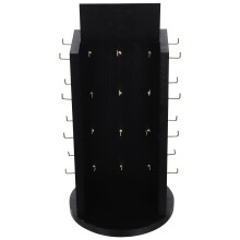 Black Wood and Iron Rotating Jewelry Organizer Display Stand