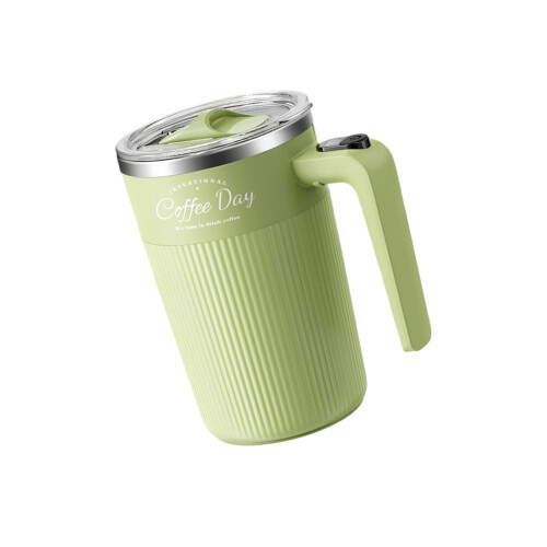 Stainless Steel 450ml Coffee Cup Automatic Stirring USB-Green