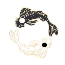 Koi Fish Lapel Brooch Black White 2 pcs