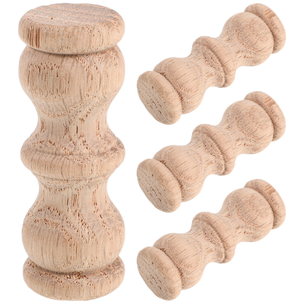4Pcs Beige Solid Wood Finials For Staircase Balusters And Deck Posts 3763675607994