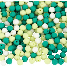 Schachtel mit 500 Stück 8 mm mattgrünen Acrylperlen, große Auswahl an mattierten, pastellfarbenen Zwischenperlen in Kaugummi-Optik für die