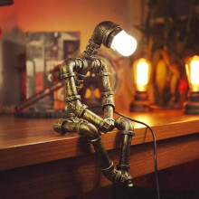 Lampe de bureau rétro en métal façon robot, lampe industrielle pour table de chevet ou bureau, décoration créative