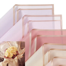 5 st/förpackning blompapper med gyllene kant rosor i koreansk stil halvtransparent presentförpackning blomsterbukett omslagsmaterial 17