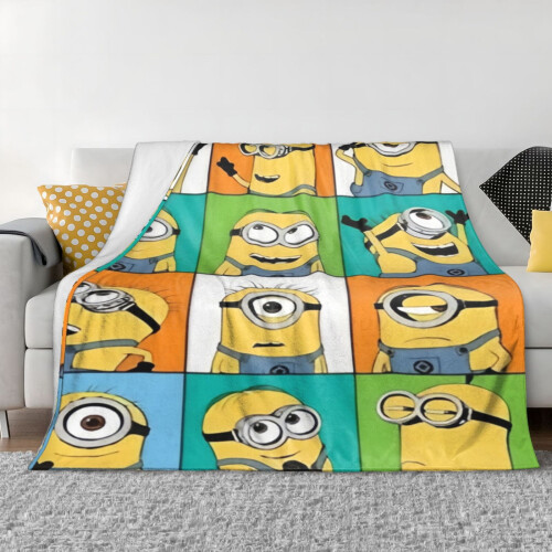 Κουβέρτα Minions από φλις, εξαιρετικά απαλή και άνετη, ριχτάρι 50x60 ίντσες 2