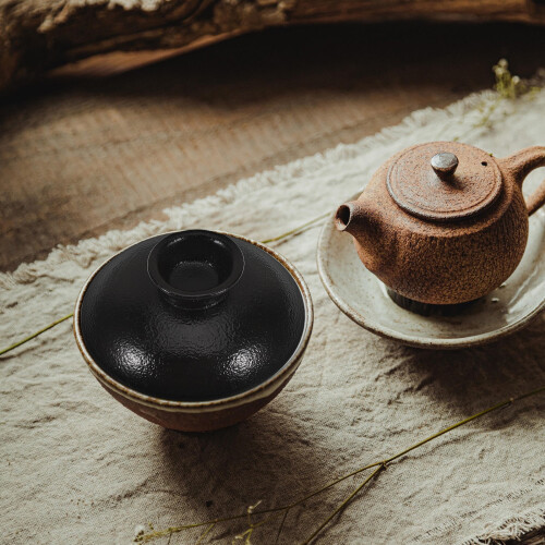 2-Pack Ceramic Tea Cup Lids, Black, 8.2 cm