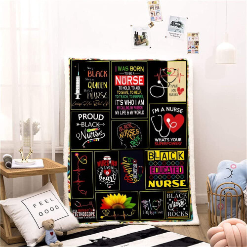 Black Nurses Week Sherpa Throw Blanket for RNs 2