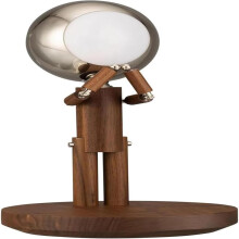 Lampe de table robot en bois noir, LED sans fil, bras articulés réglables, intensité variable pour chambre et bureau