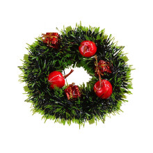 Enfeite de Natal: Guirlanda de Natal de 12 cm com Flor de Rattan em Formato de Círculo para Árvore de Natal - Mini Guirlanda Pequena