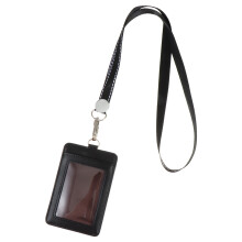 Portofel vertical minimalist pentru legitimație de identitate cu șnur
