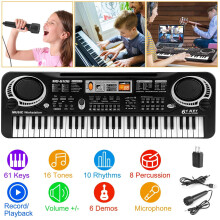 Elektronisches Keyboard mit 61 Tasten für Kinder