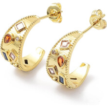 18K Gold Plated Stud Earrings for Women 1 Pair