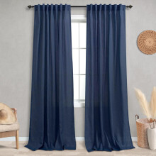 Rideaux bleu marine en lin mélangé 52 po L x 94 po H (paire)
