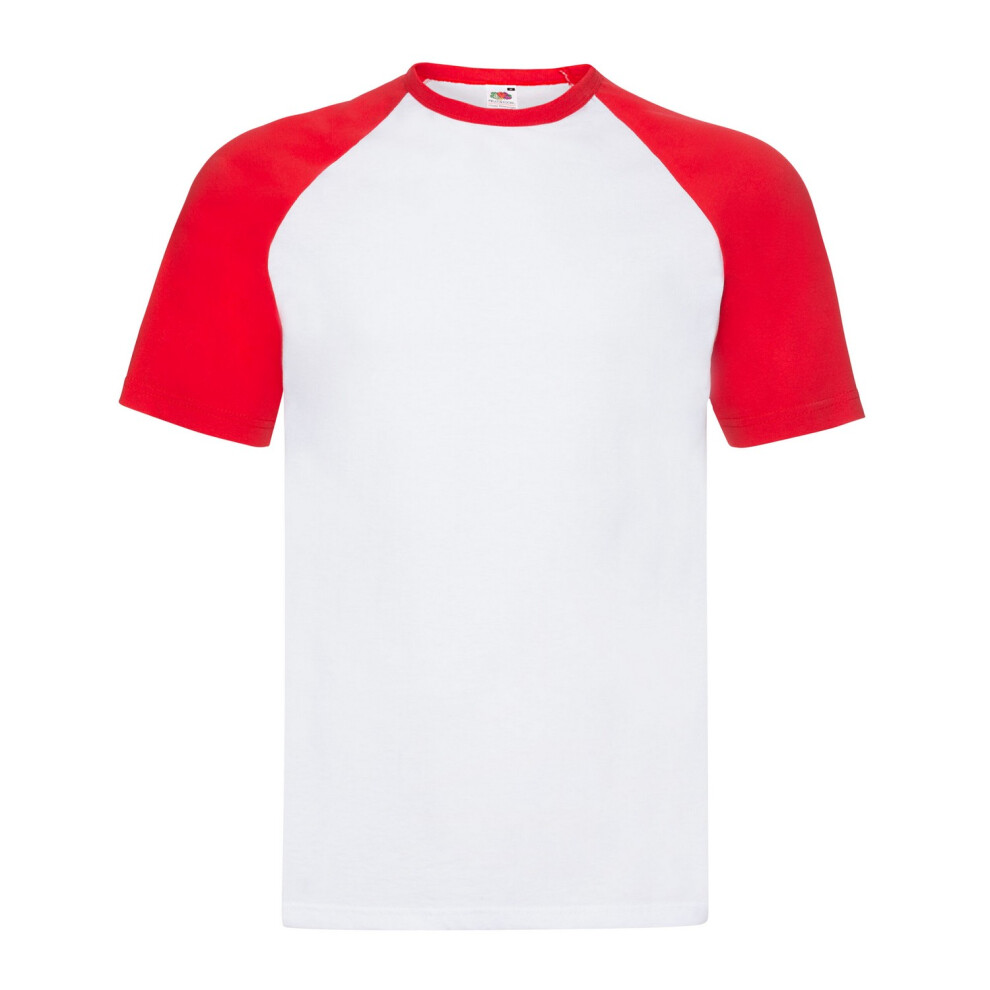 Fruit Of The Loom (Xl, White/Red) Unisex Adult Contrast Panel Baseball T-Shirt Red