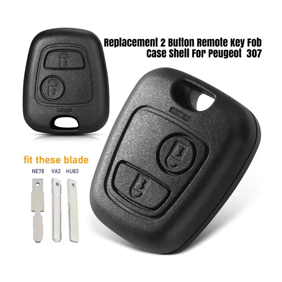 Replacement 2 Button Remote Key Fob Case Shell For Peugeot 107 207 307 406 206 Black 6951617013881