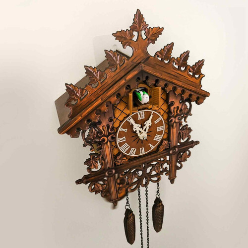 Wooden Cuckoo Clock with Night Sensor and Music Switch 1