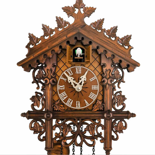 Wooden Cuckoo Clock with Night Sensor and Music Switch 2