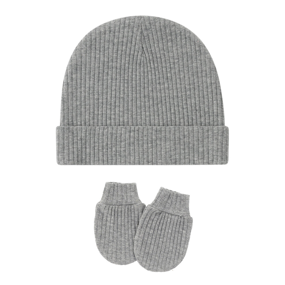 Winter Cap Gloves No Scratch Set Beanies Hats Mittens for-Gray