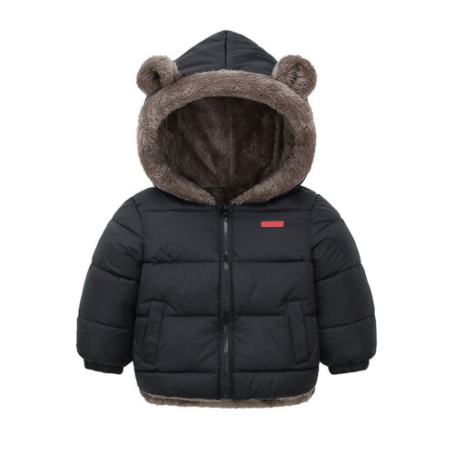 Child Fleece Jacket Soft Fleece Lining Warmth-Black 100cm