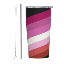 Lesbojen ylpeyslippu LGBTQ20Oz eristetty ruostumattomasta teräksestä valmistettu kahvimuki pillillä kannettava lämpömuki valkoinen