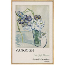 Van Gogh lerretsveggkunst med nelliker, 30x40 cm, naturlig glassramme, impresjonistisk maleri til soverom, kontordekorasjonsgave