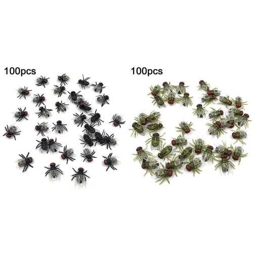 Nepvliegen van plastic voor Halloween, 100 stuks 2