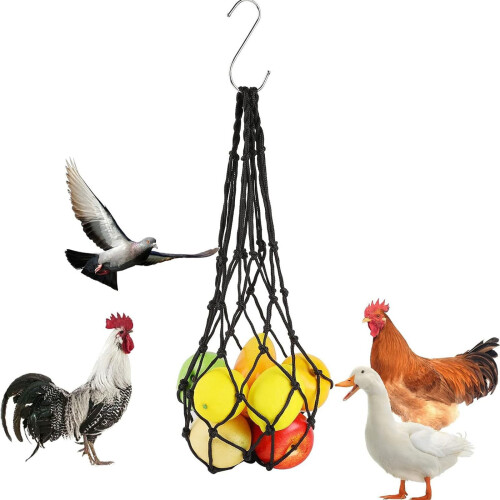 Hanging Chicken Feeder Poultry Mesh Bag for Hens and Large 2