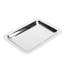 Plateau rectangulaire en acier inoxydable 304, finition brillante vintage, 1 pièce