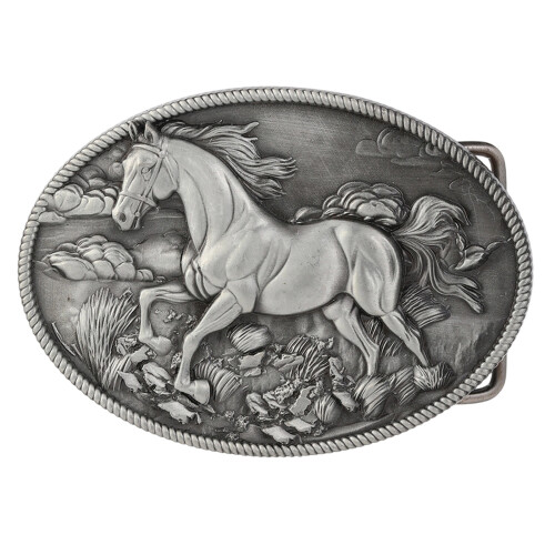 Stylish Oval Belt Buckle Belt Clasp 3d Embossed-ancient silver