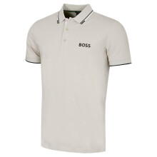 (M, Light Beige) Hugo Boss Mens Paddy Pro BOSS Contrast Stripe Active Golf Polo Shirt