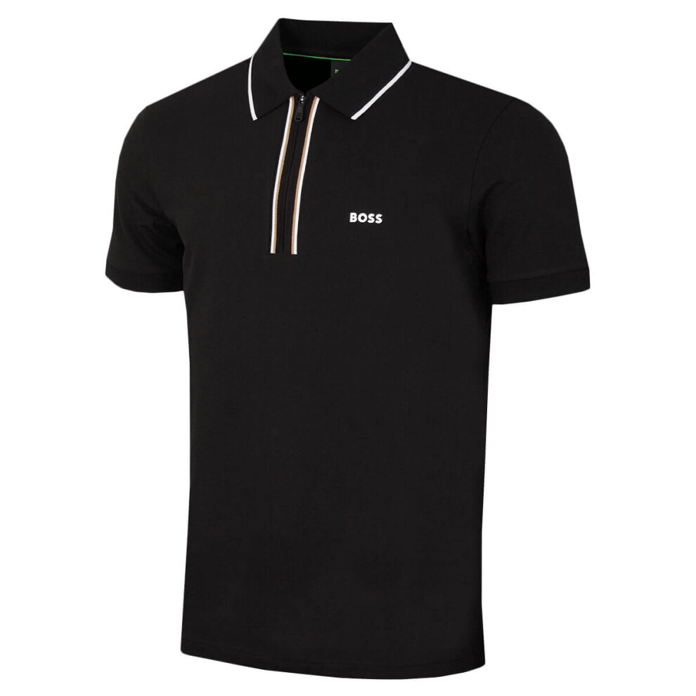 Hugo Boss (L, ) Mens Philix Moisture Wicking Quick Dry Stretch Golf Polo Shirt Black