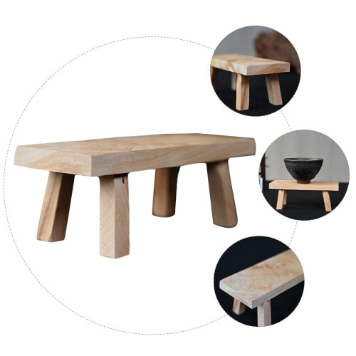 Wooden Bench Display Rack Set 2 Rustic Small Stools 1