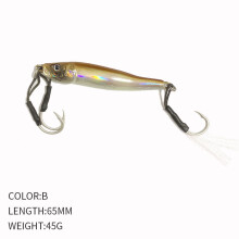 (B, 65MM/40G) Luya bait S type long-range lead fishing bait 40g/65mm iron plate double hook fake bait small jack iron plate bait 9171