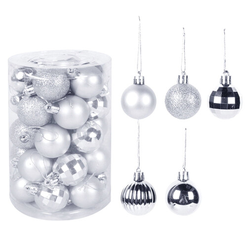 Christmas Ornaments Balls Silver 4cm 34pcs 1