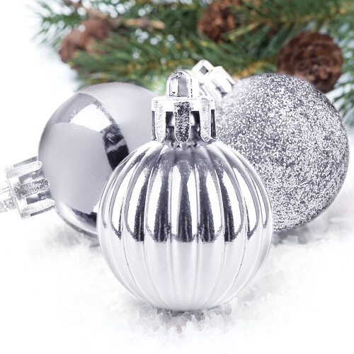 Christmas Ornaments Balls Silver 4cm 34pcs 2