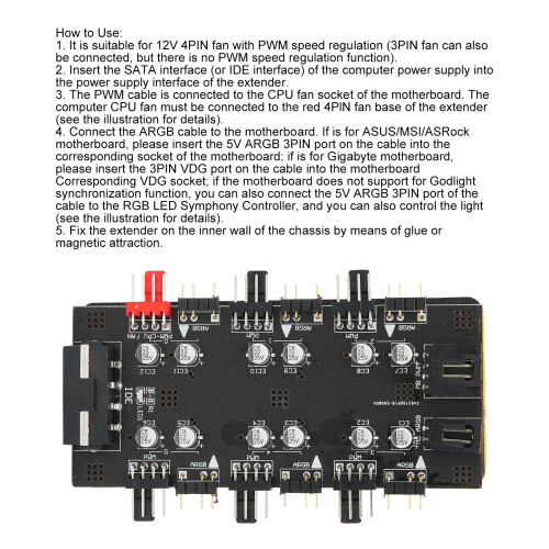 6-Port Hub, PWM & ARGB, Leiterplatte stabil 2