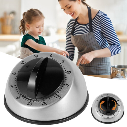 Kitchen Mechanical Countdown Timer Stainless Steel 60 Min 1