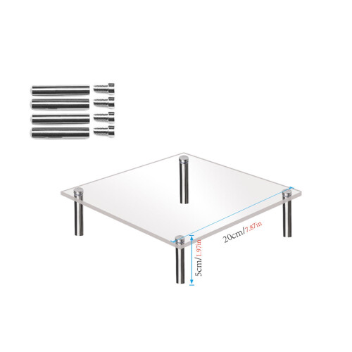 Suporte de acrílico para bolos com base quadrada de metal 2
