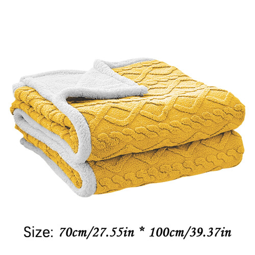 Cable Knit Throw Blanket Soft Plush Reversible Yellow 27x39 1