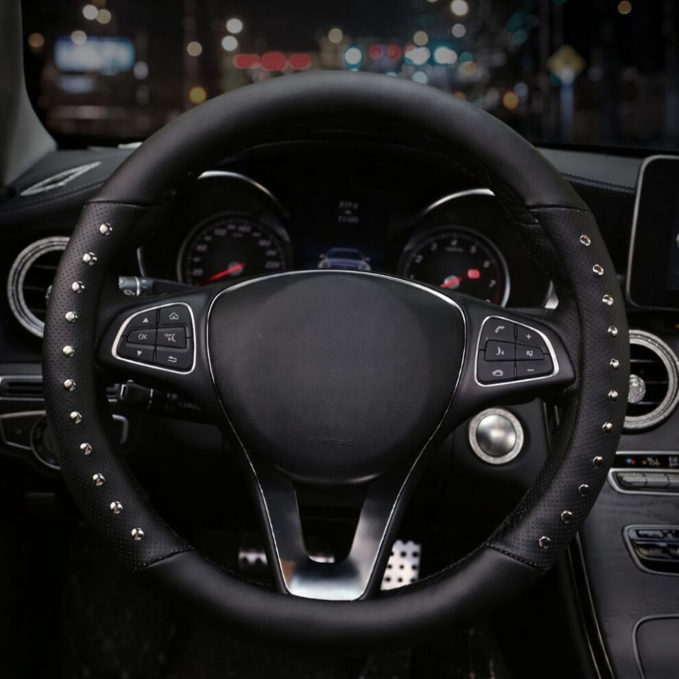 Rosary Steering Wheel Cover Pu Leather 37Â39Cm Black 9058772306838