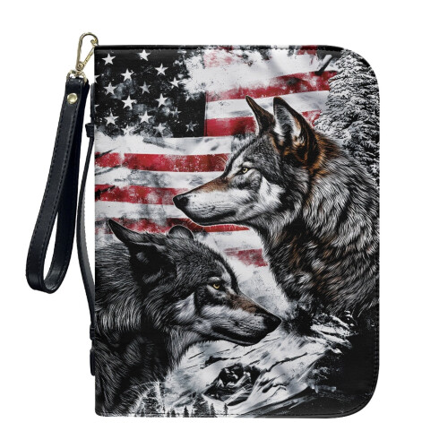 PU Leather Bible Cover with Handle and Wristlet Strap XL