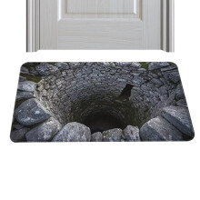 Hole Illusion Rug Non-Slip Waterproof Doormat Bottomless Hole Design Entryway Rug for Floor Decoration Door Entrance Living Room Bedroom Kitchen